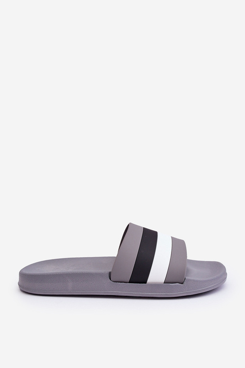 Men's Striped Slippers Gray Vision