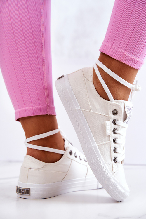 Tenisówki Trampki Wiązane Big Star Białe JJ274095