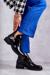 Laquered boots with cutouts on a flat heel Black Eunice