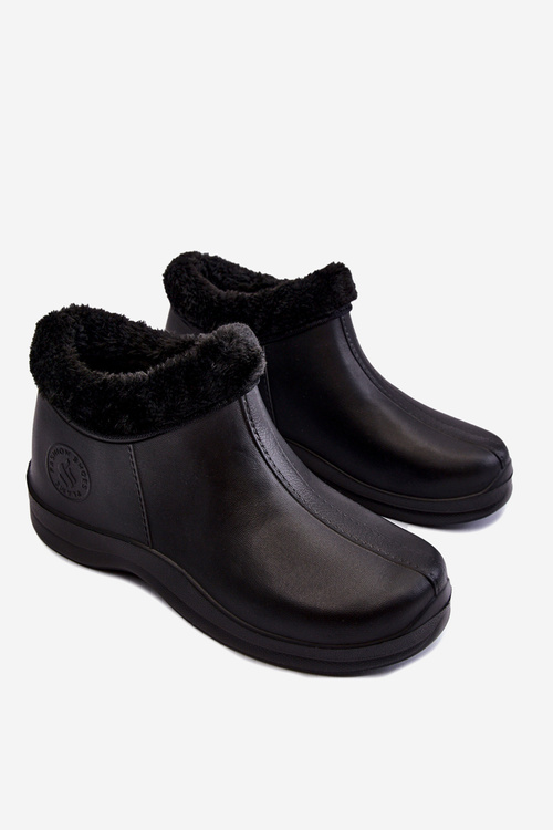 Women's Slip-On Warm Rain Boots Black Izera