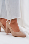 Womens Heels On A Block Eco Suede Dark Beige Florena