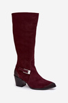 Leather Suede Boots with Heels with Buckle Warm Zazoo 70156 Bordeaux
