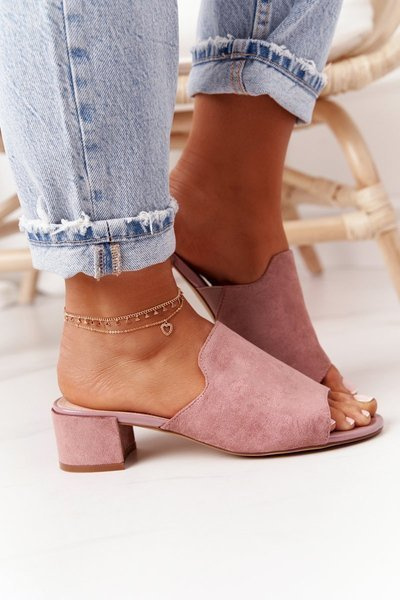Suede Heeled Slippers Sergio Leone KL313 Pink