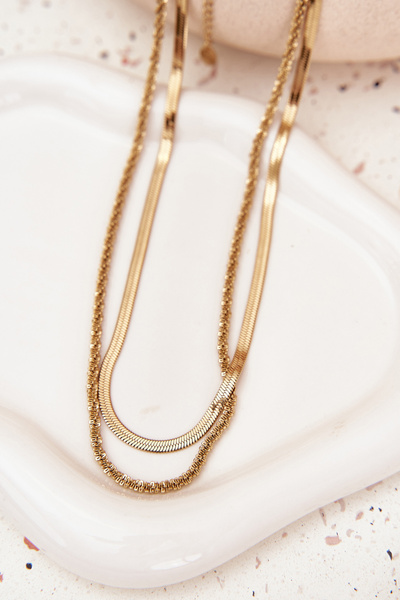 Łańcuszek Podwójny Koniczyny I Motyle Złoty HC120-065049