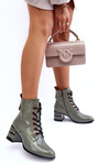 Lacquered Lace-Up Boots on Heel MR870-15 SBarski MR870-15 Light Gray