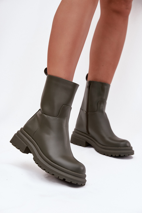 Women's Platform and Flat Heel Boots Green Levira