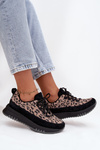 Suede Insulated Sneakers for Women on Platform Vinceza 66836 Leopard Print Black