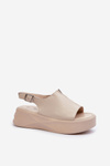 Women's Leather Platform Sandals D&A SJ2301-2 Beige