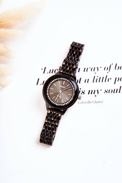 Watch On Bracelet With Cubic Zirconia ERNEST Black