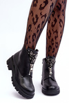 Low Embellished Leather Boots With Zipper Black Escika