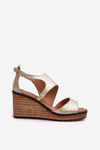 Women's Leather Wedge Sandals Maciejka 06657-25 Gold