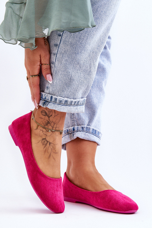 Women's Suede Ballerina Flats Fuchsia Lasota