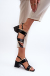 Leather Elegant Sandals with Block Heel Laura Messi 2768 Black