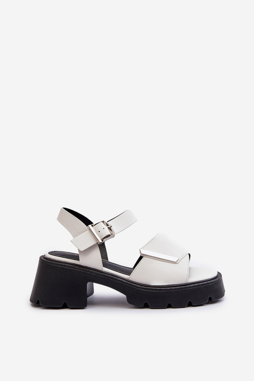 Sandały Na Platformie I Obcasie Eko Skórzane Biały Vinceza 36257