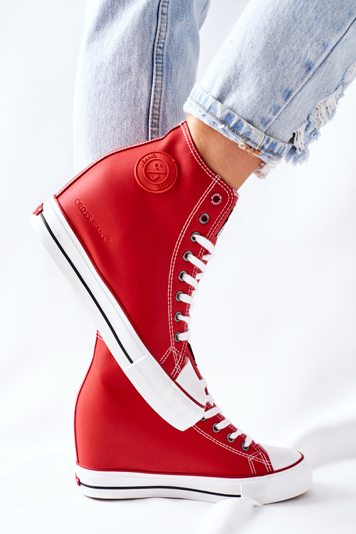 Leather Wedge Sneakers Cross Jeans II2R4026 Red