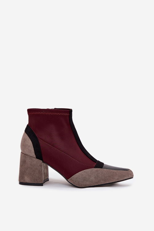 Women's ankle boots with chunky heel zip Bordeaux Delvane