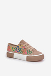 Women Sneakers Hearts Dark Beige Fonirea