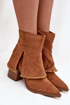 Women's ankle boots on heel with rolled shaft Camel Idalia