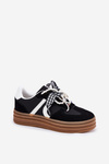Women's platform sneakers with decorations black Vinness