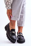 Leather Moccasins With Platform Decoration Black Glory