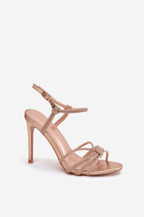 Sandały Na Szpilce Z Cyrkoniami Szampańskie Tanelle
