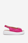 Women's Suede Sandals With Gold Detail S.Barski GR51-604 Fuchsia