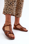 Women's Flat Sandals Made of Eco Leather Sergio Leone SK071H Brown
