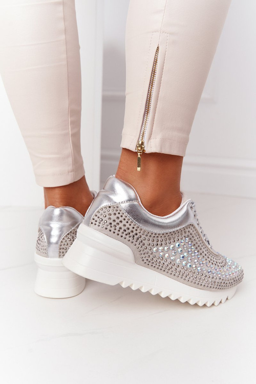 Sneakersy Na Koturnie Z Cekinami Lu Boo Srebrne