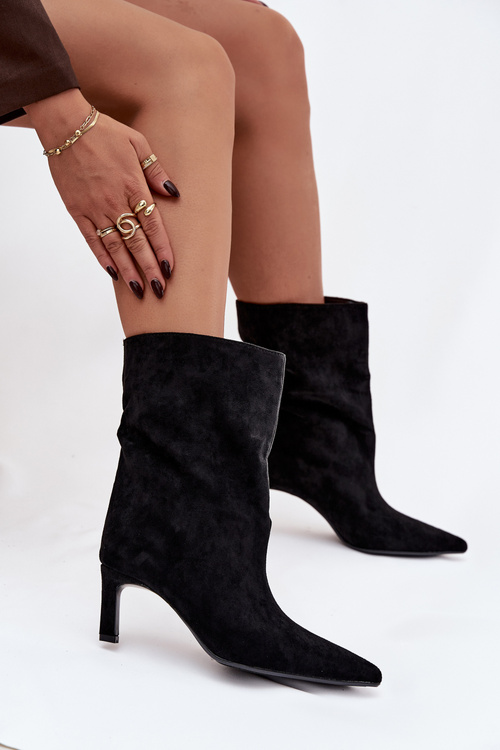 Slip-on Women's Ankle Boots on Heel Black Solvienne