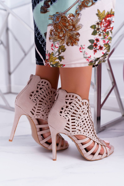 Women's Suede Beige Stiletto Sandals Viviane