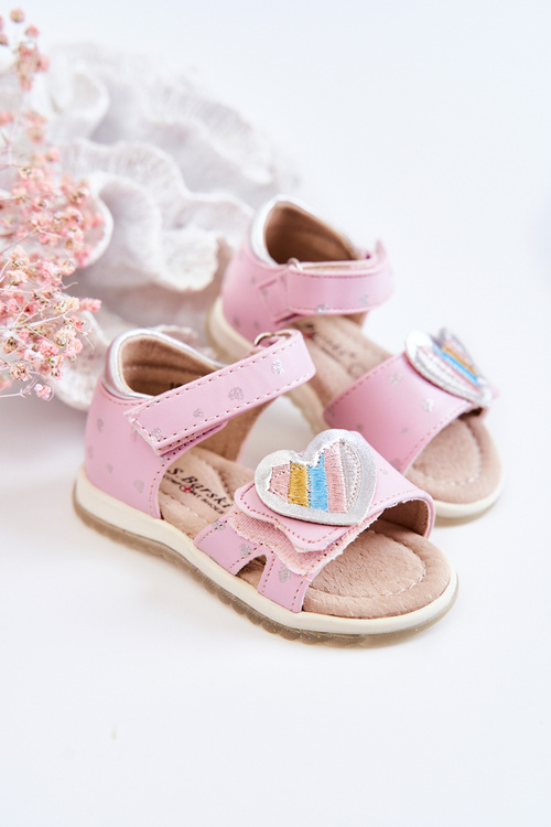 Children's Leather Sandals With A Heart Pink Elianna