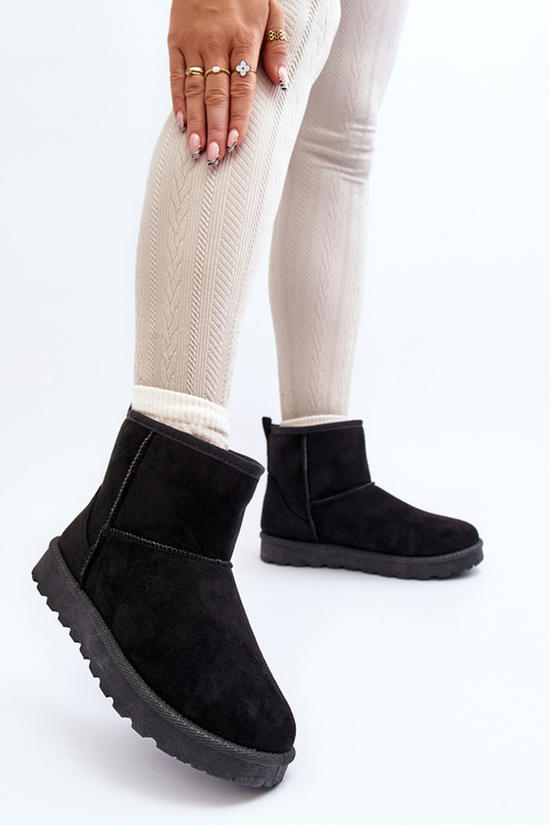 Śniegowce Eko Zamszowe Damskie Czarne Enranta Y33