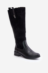 Women's Warm Knee-High Boots With Zipper Black Ivasira