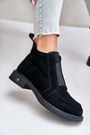 Suede Low Ankle Boots With Flat Heel Insulated D&A JC42-23 Black