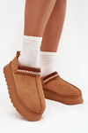 Women's Low Snow Boots With Movable Strap And Embroidery On Platform Camel Lyrisse