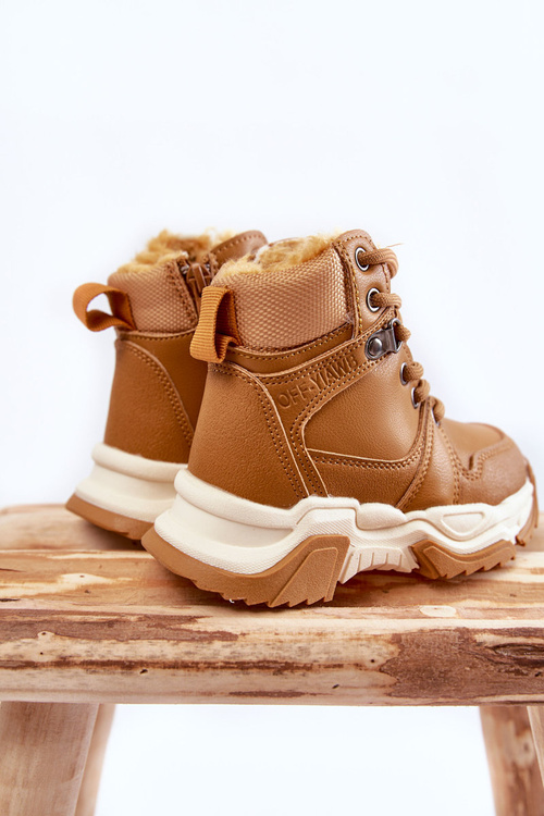 Children's Boots Warm Trappers With Zipper Camel Marvin