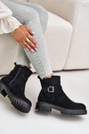 Insulated ankle boots with zipper and buckle black Kikiella