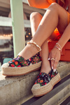 Fashionable Slip-On Espadrilles In Flowers Black Morice