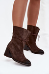 Leather Suede Women's Ankle Boots on Heel Zazoo 1151 Chocolate
