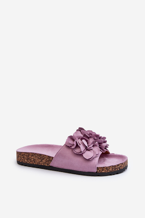 Women's Sandals on Cork Platform with Eco Suede Purple Jaihini