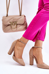 Elegant Suede Heel Pumps Beige Kaliya