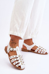 Women's Flat Sandals With Zircons White Ascot