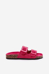 Women's sandals with transparent elements on cork sole fuchsia Sercele