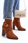 Suede Ankle Boots with Buckle Detail Camel Eftane