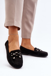 Women's Black Suede Moccasins with Decoration Daphikaia