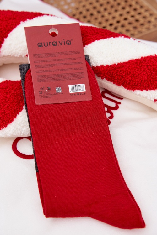 Męskie Skarpetki Świąteczne Napis Śmiejący Się Mikołaj Ciemnoszare