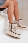 Women's Snow Boots With Embroidery On Platform Light Beige Naleris
