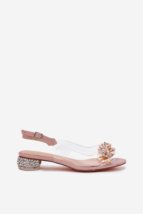 Sandały Transparentne Niski Obcas Zdobienie Różowe D&A MR51-709