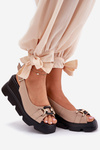 Ladies Leather Sandals On Wedge And Platform With Decoration Artiker 56C2209 Beige
