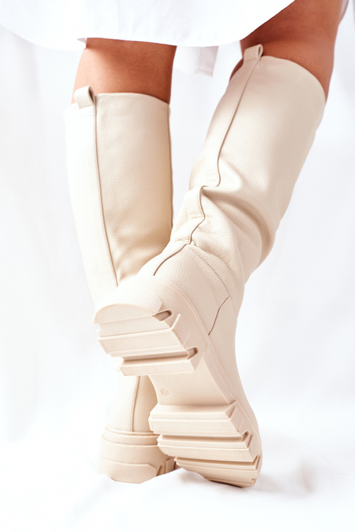 Women's High Black Boots Beige Little Bit